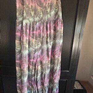 Torrid Multicolor Leaf Print Wide Leg Jumpsuit
